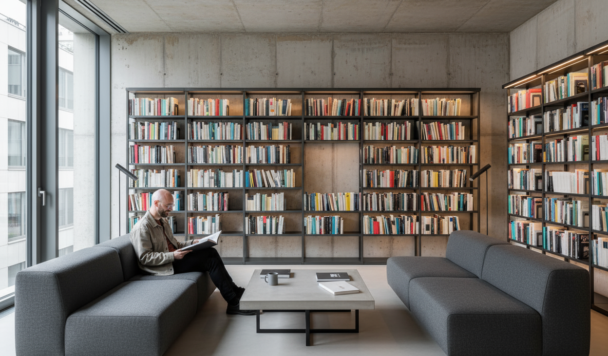 Close-up photo of a bookshelf with old books.