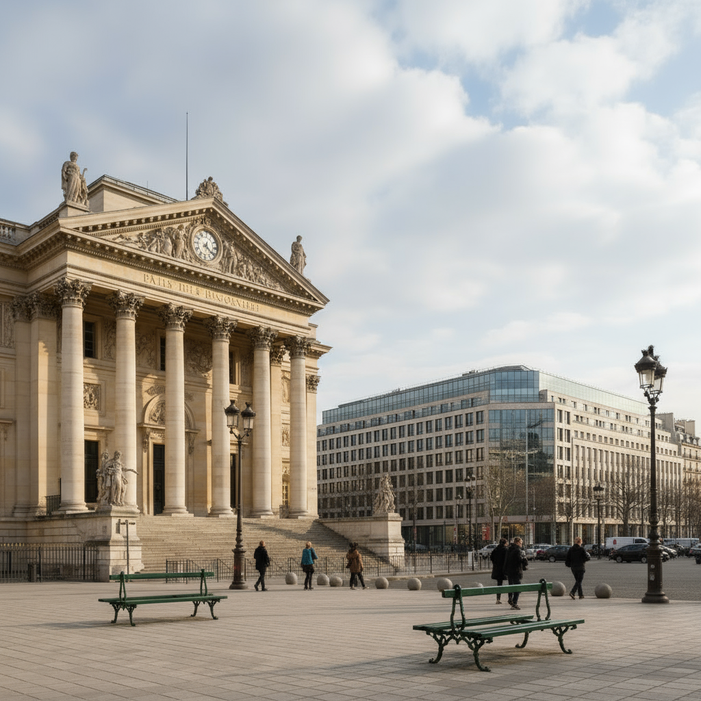 Photo of rows of books in a library with marble busts.